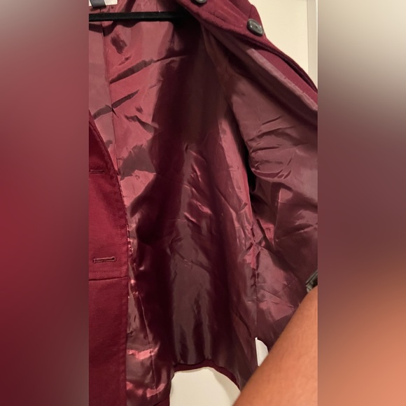 Old Navy Wine/Burgundy Wool Blend Coat - Picture 3 of 5